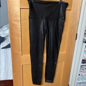 SPANX Black Faux Leather Shaping Leggings